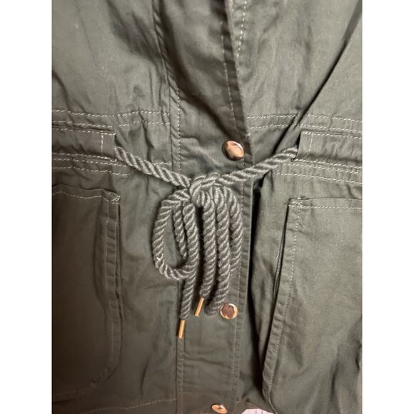 denim 24/7 Army Green Dress‎ Jacket with Black Lace Trim Size 16W NWOT - Picture 12 of 12